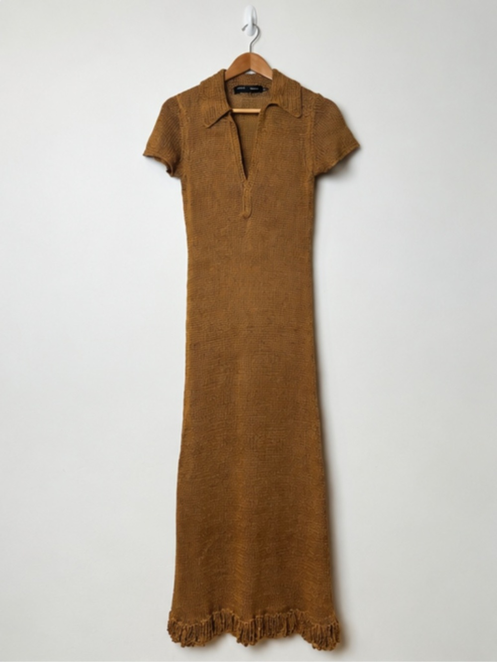 Proenza Schouler Tassel Trim Knit Midi Dress Brown M